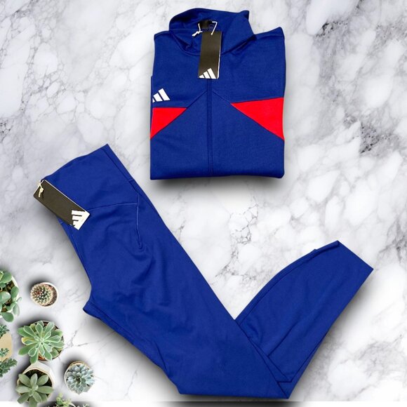 NWT ADIDAS matching outfit womens size L set jacket and leggings bundle - Picture 2 of 4
